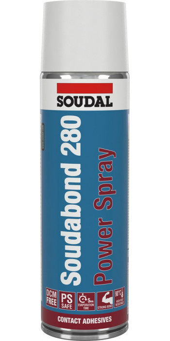 Soudal Soudabond 280 Power Spray - Contactlijm - 500ml - Transparant - (doos a 12 bussen)