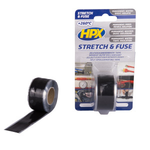 HPX Stretch & Fuse - Zelfvulkaniserende Tape - Zwart - 25mm x 3mtr