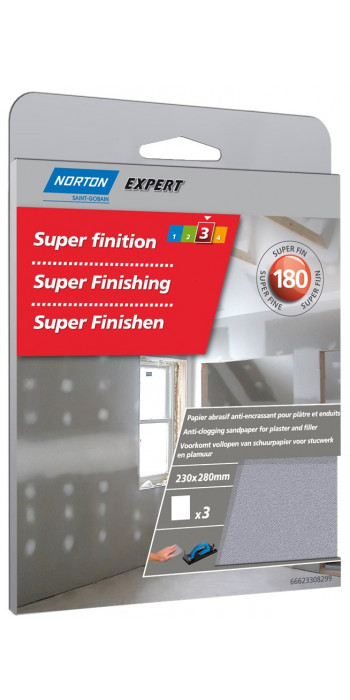 Norton A975 - K180 Schuurvel Expert Gips 230x280mm (3 vellen)