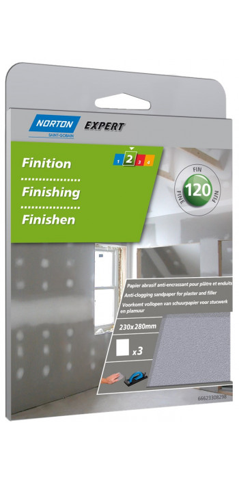 Norton A975 - K120  Schuurvel Expert Gips 230x280mm (3 vellen)