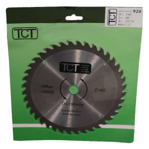 TcT 920 - Cirkelzaagblad 190x2,3x20 - 40T