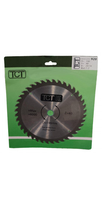 TcT 920 - Cirkelzaagblad 190x2,3x20 - 40T